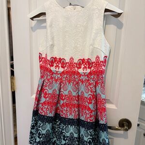 White Navy Turquoise and Red Dress